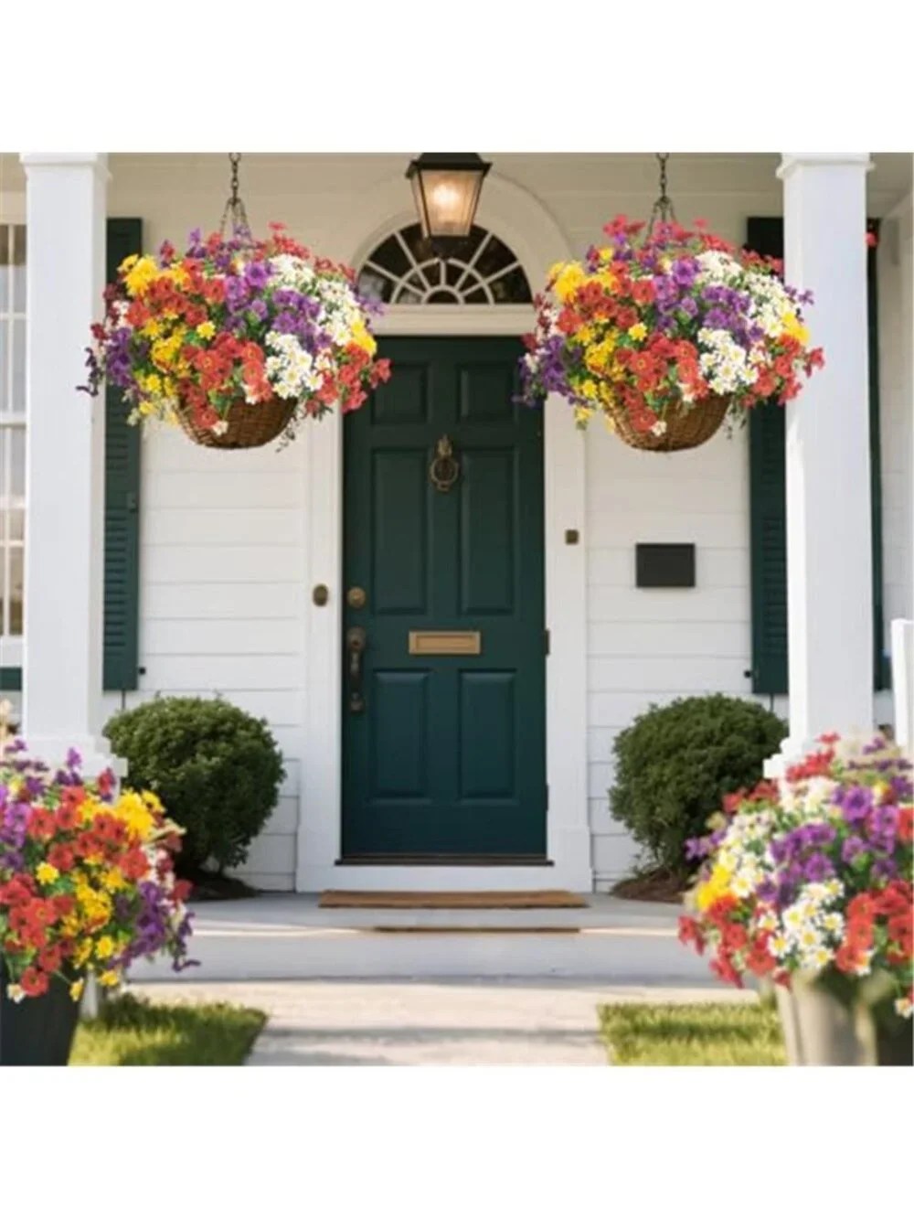 Artificial Outdoor Flowers UV Resistant Faux Plants Daisy Porch Decor Set